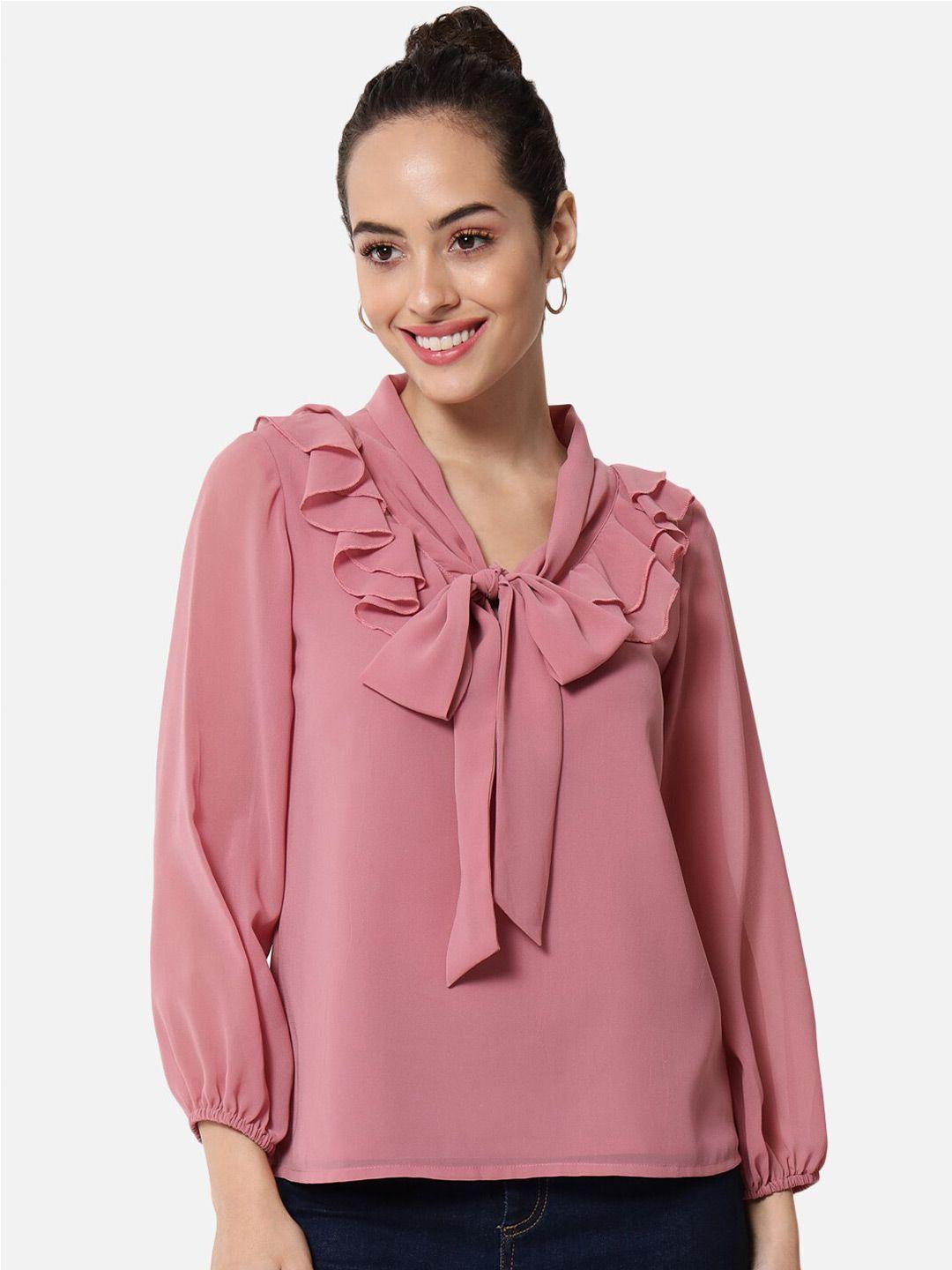 baesd tie-up neck ruffled top