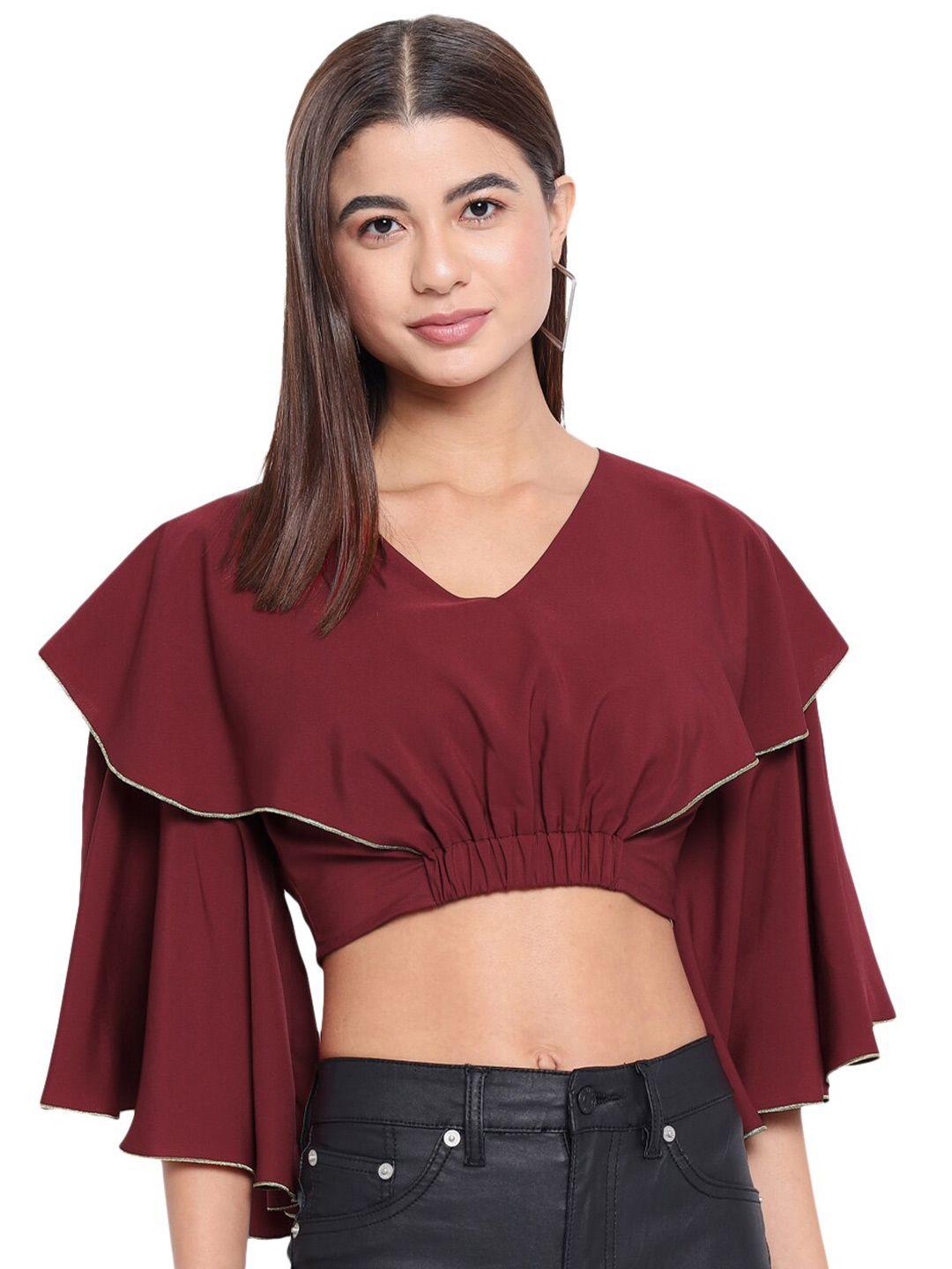 baesd v-neck flared sleeves crop top