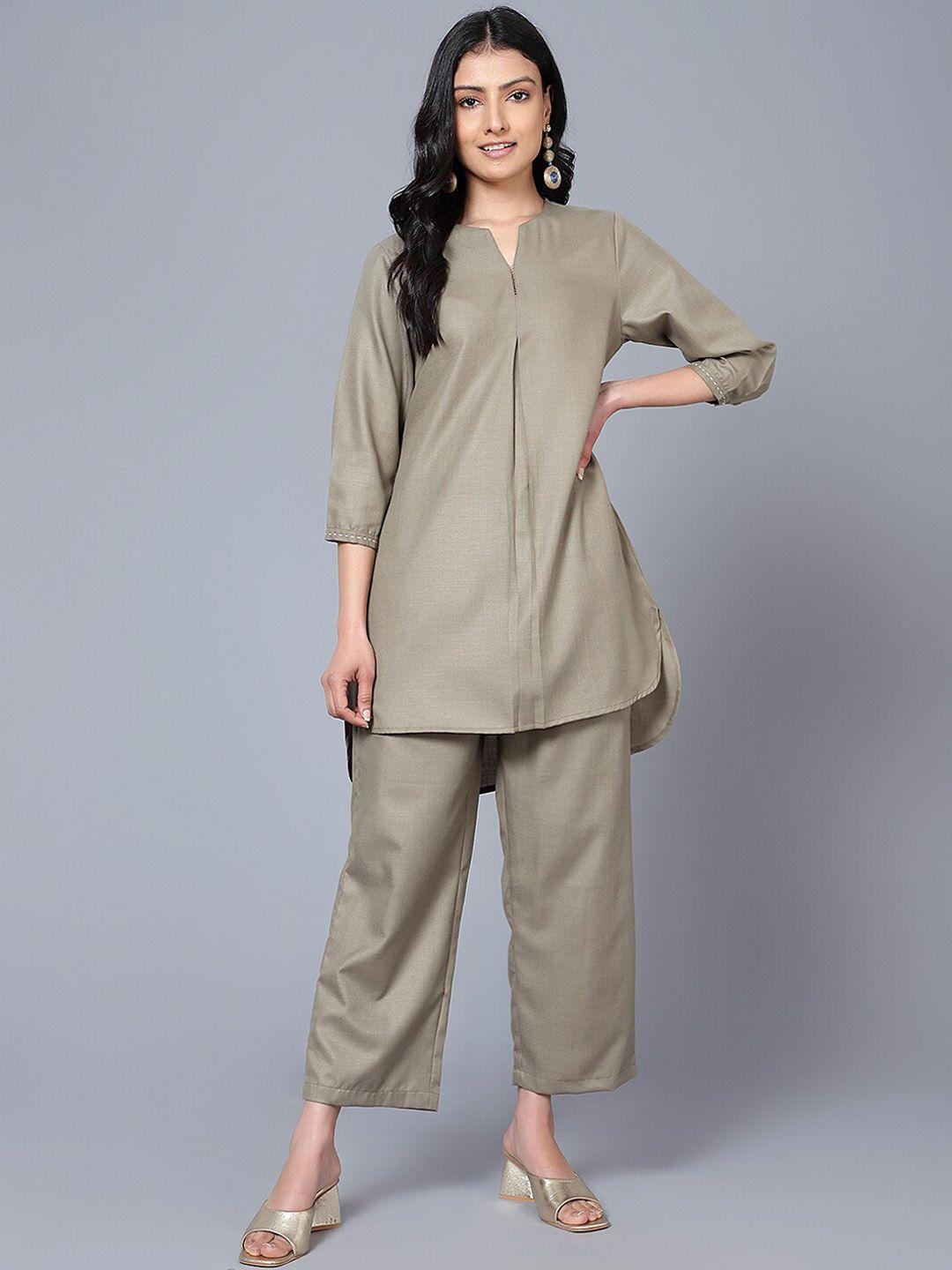 baesd v neck high low tunic with trouser