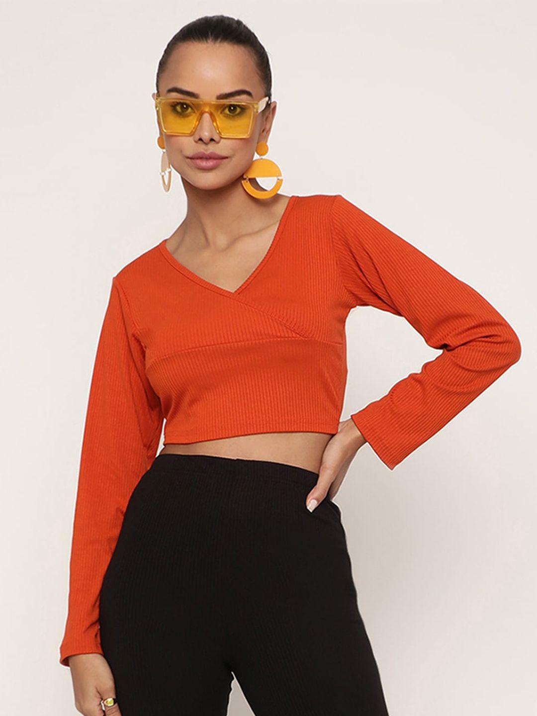 baesd v-neck long sleeve crop top