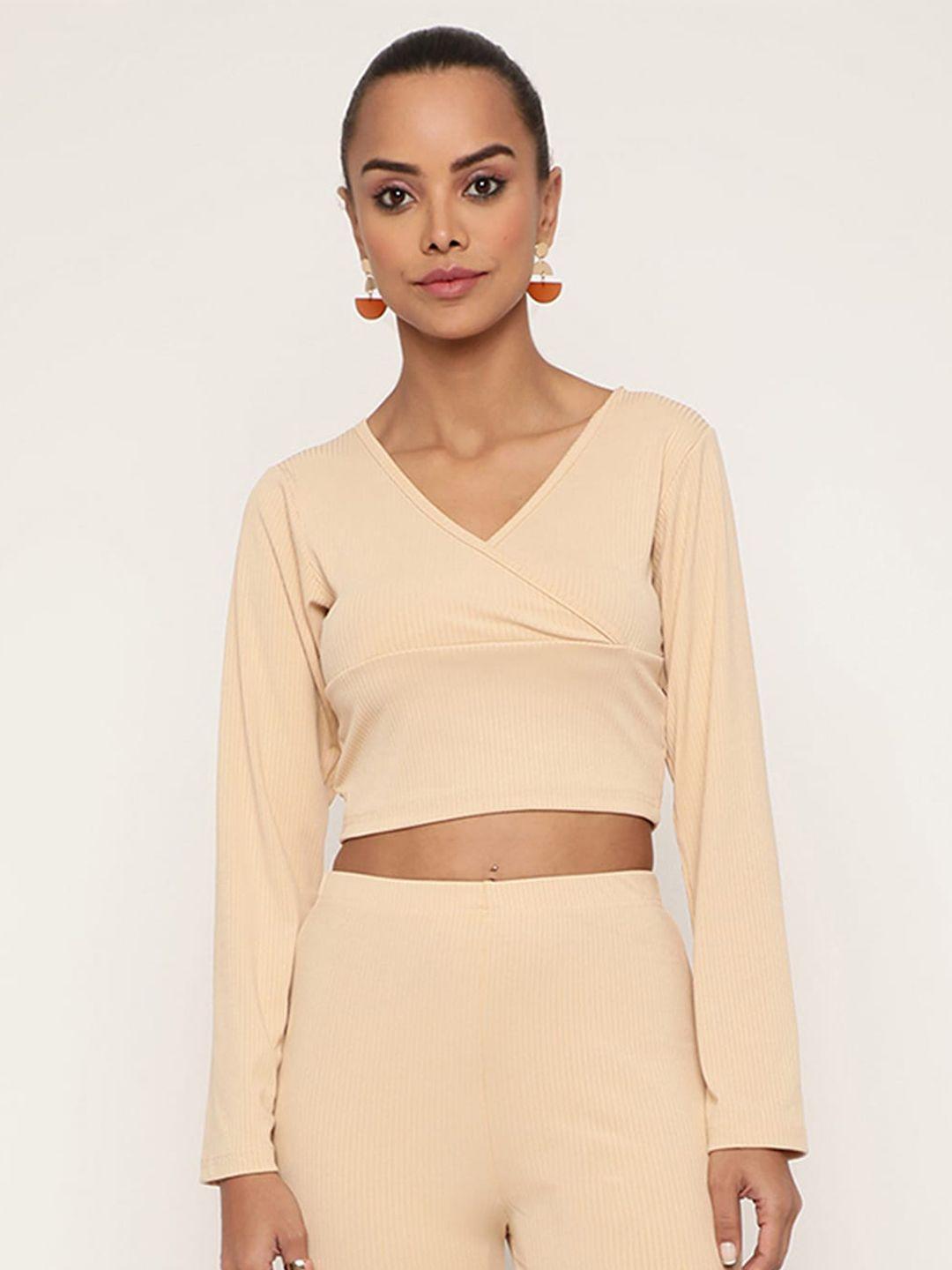 baesd v-neck ribbed wrap crop top