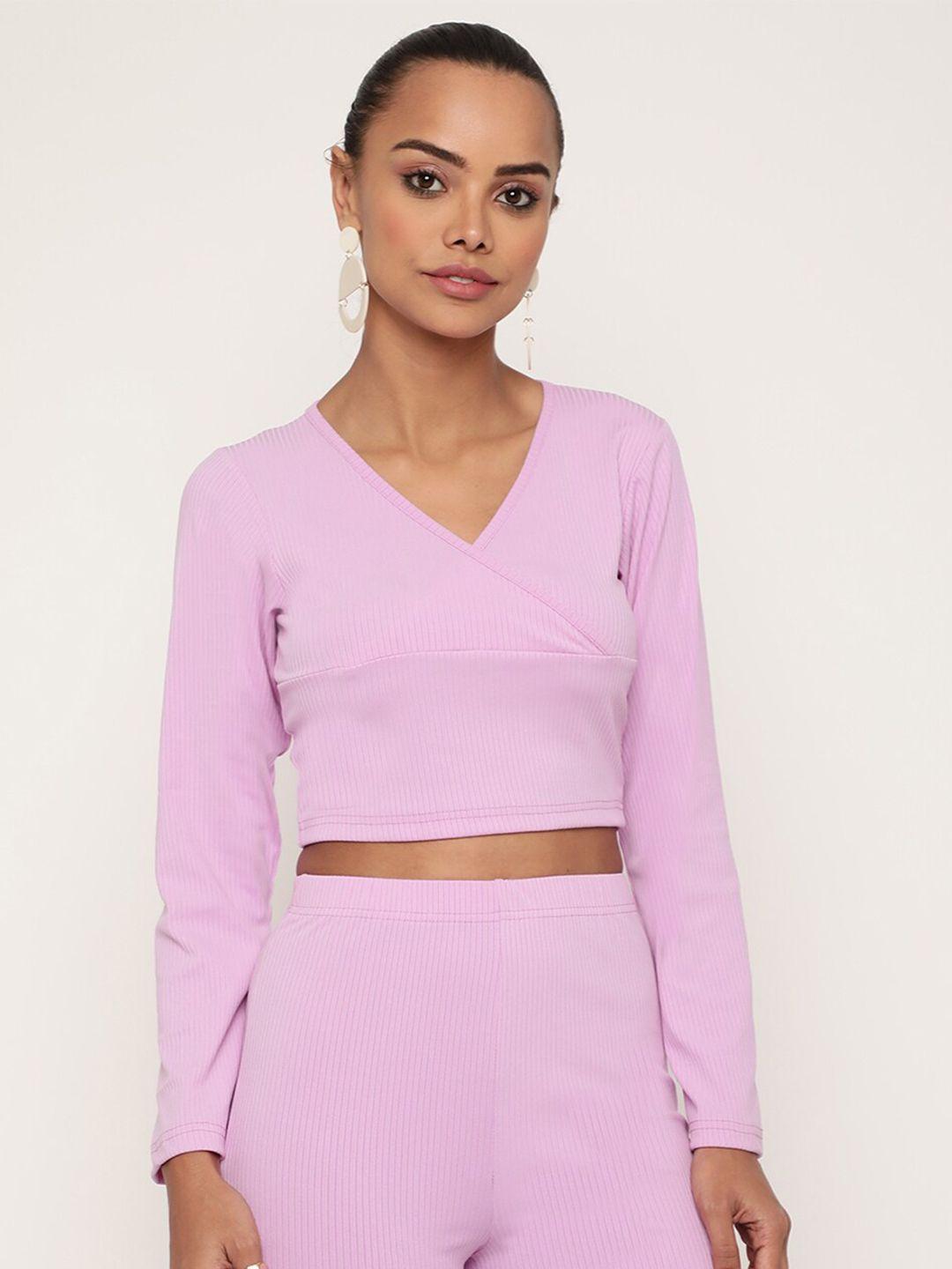 baesd v-neck ribbed wrap crop top