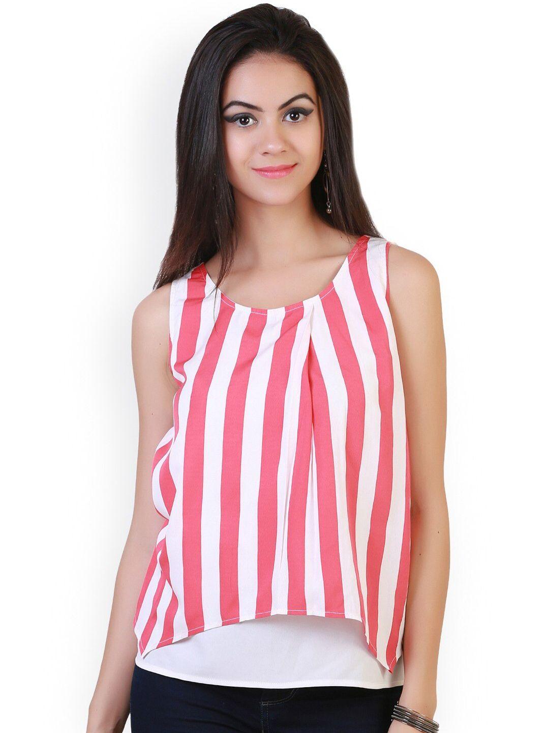 baesd vertical striped shoulder straps georgette top