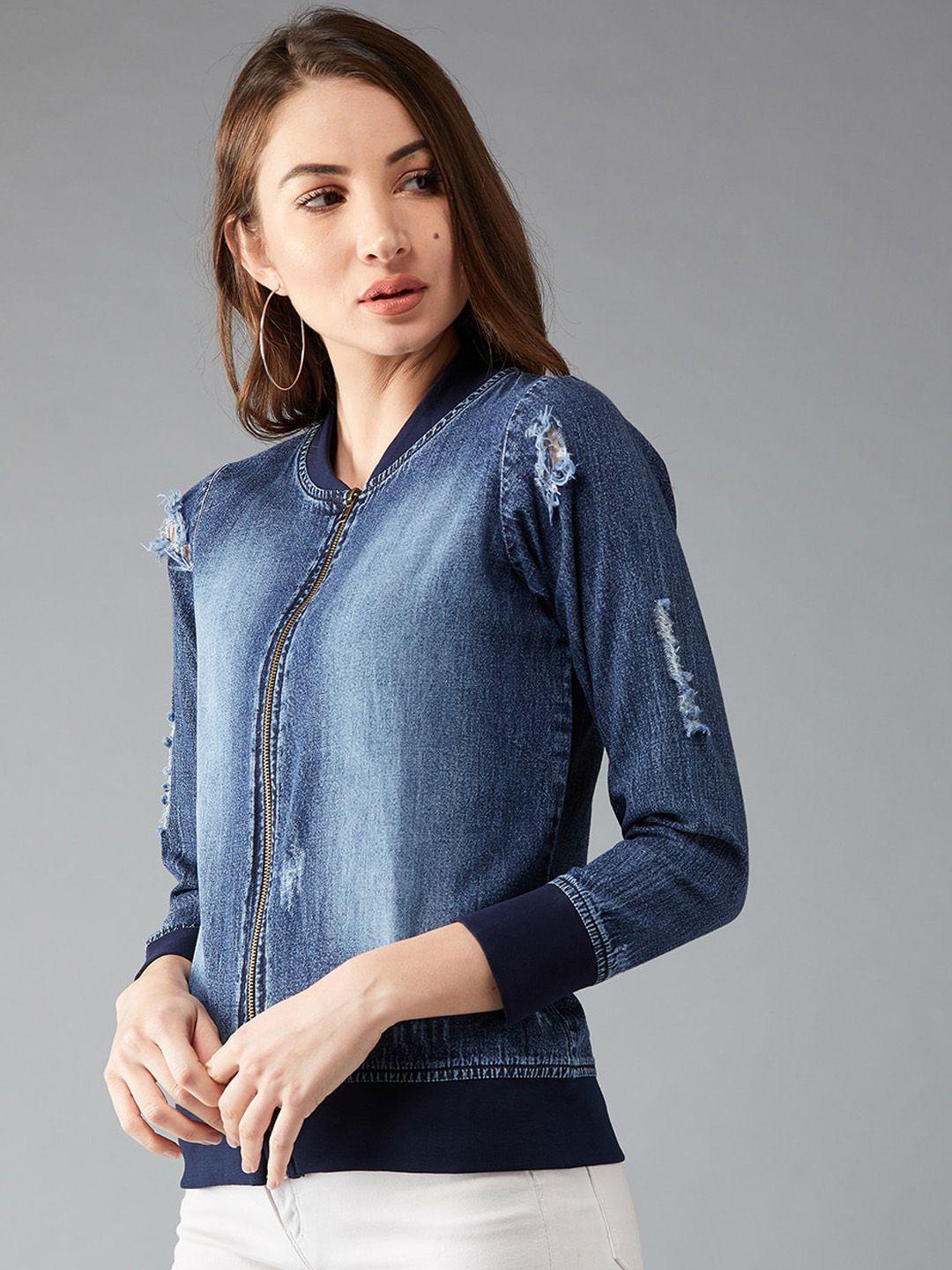 baesd washed mock collar denim jacket