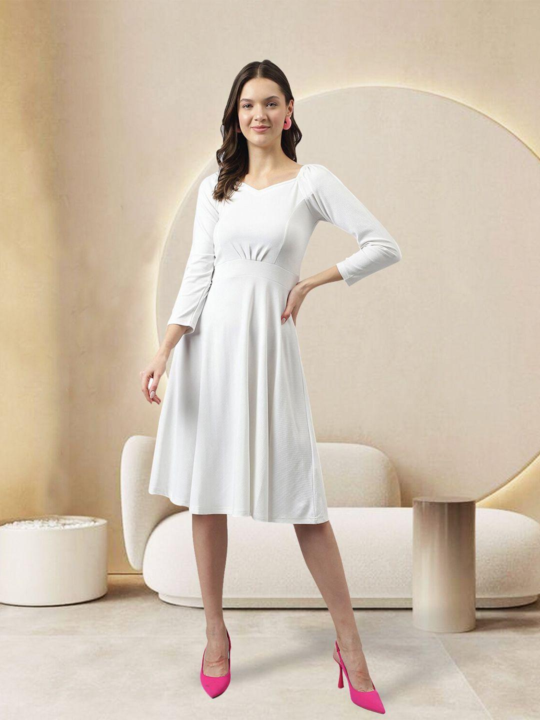 baesd white fit & flare dress