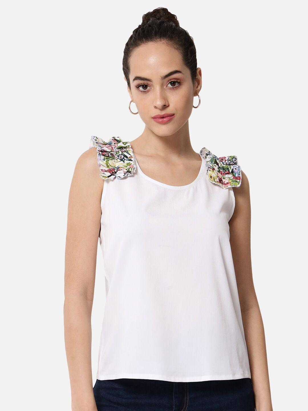 baesd white floral crepe top