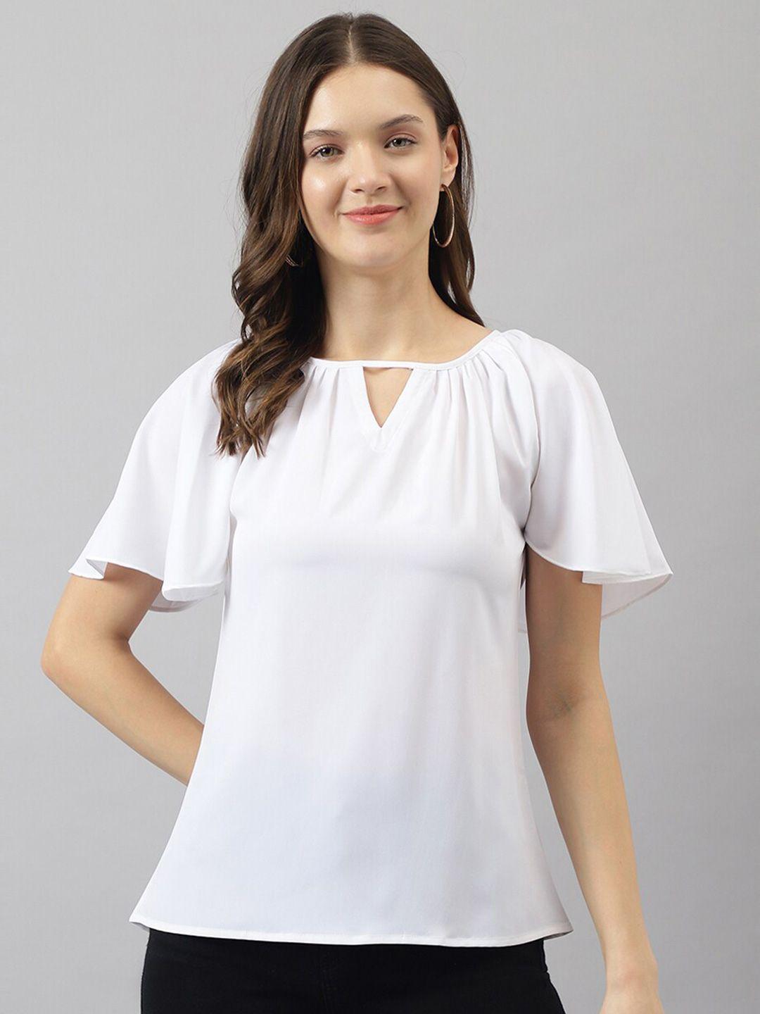 baesd white keyhole neck georgette top