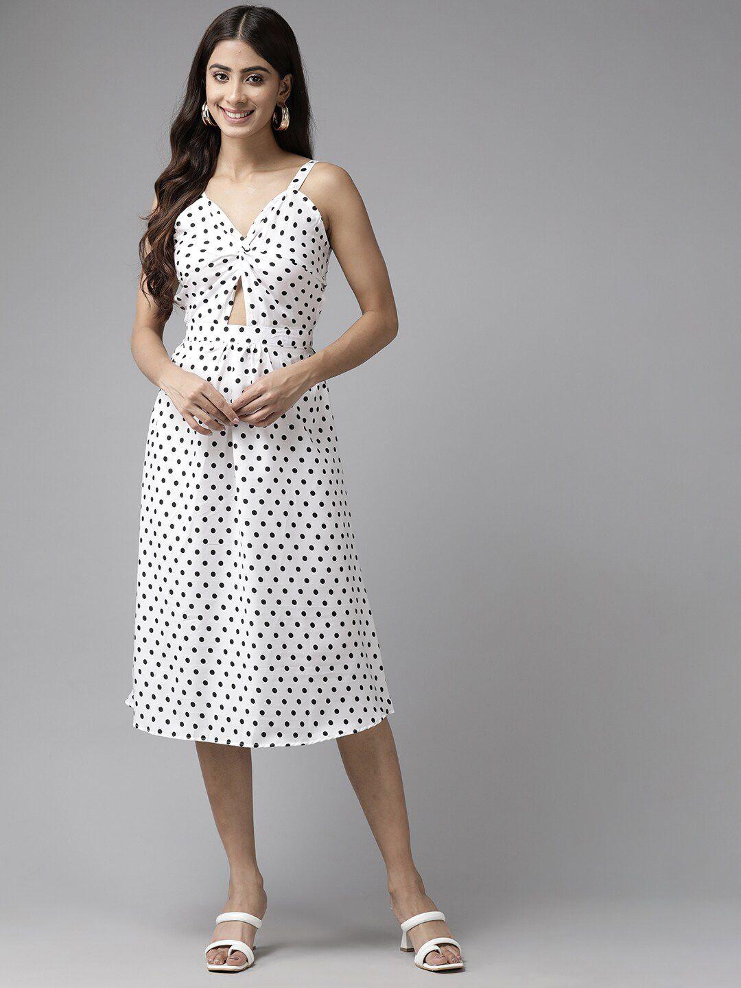 baesd white polka dot print net peplum dress