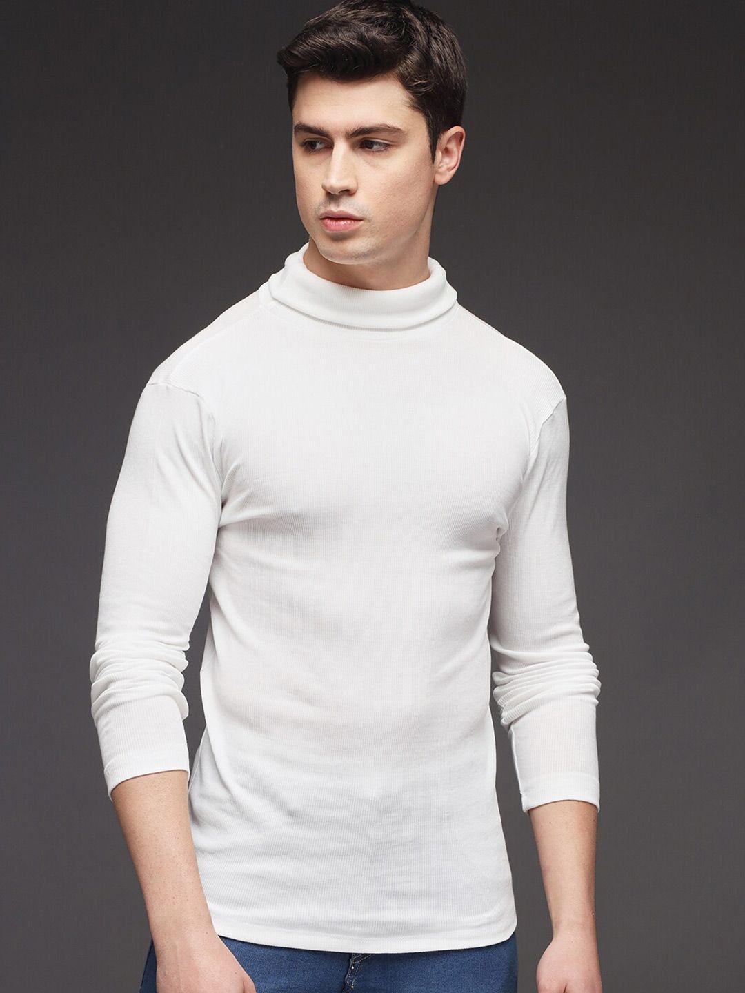 baesd white turtle neck ribbed pullover