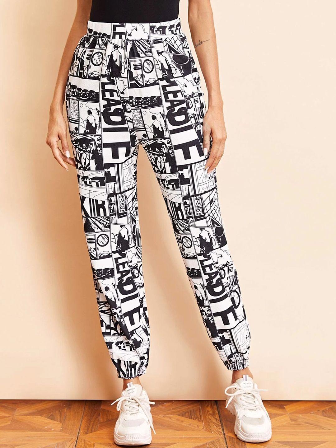 baesd women abstract printed relaxed fit joggers