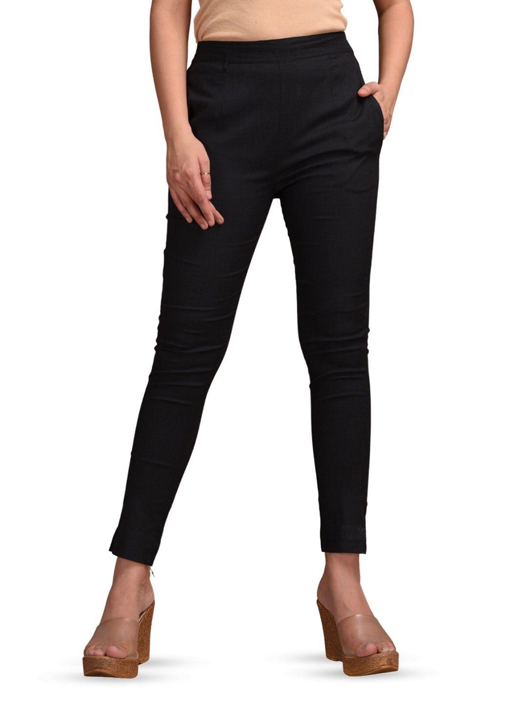 baesd women black easy wash trousers