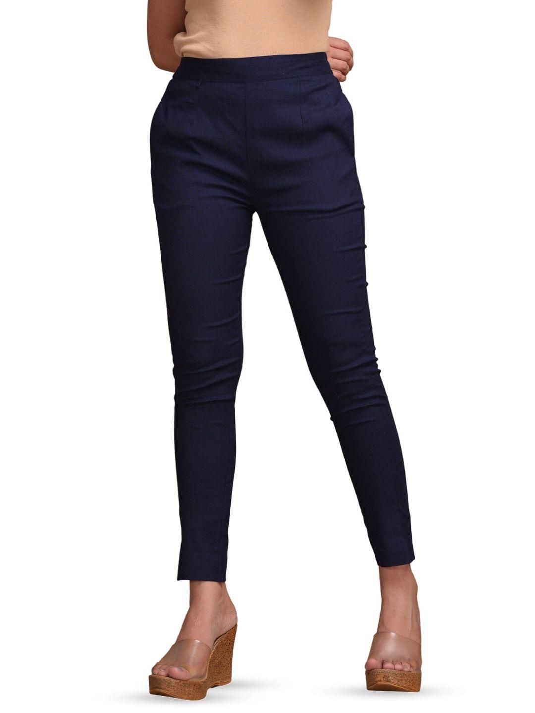 baesd women blue easy wash trousers