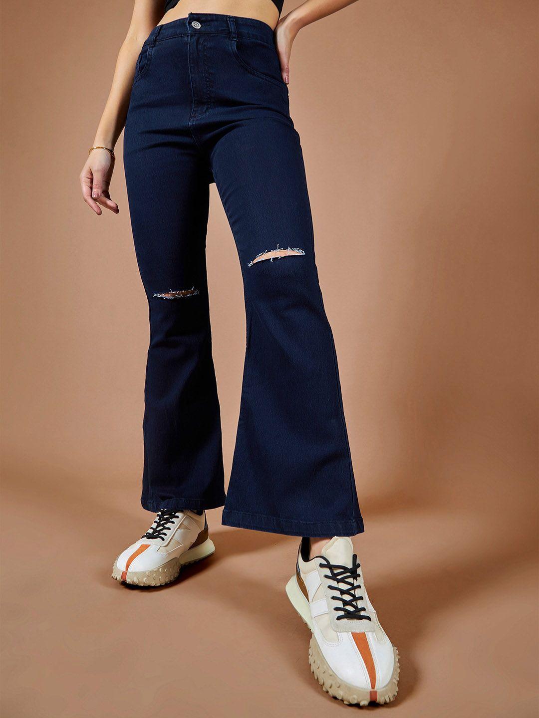 baesd women bootcut high-rise slash knee stretchable jeans