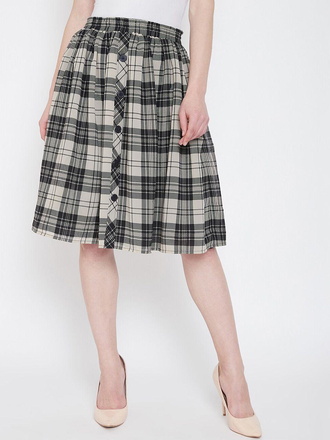 baesd women checked a-line knee length skirt