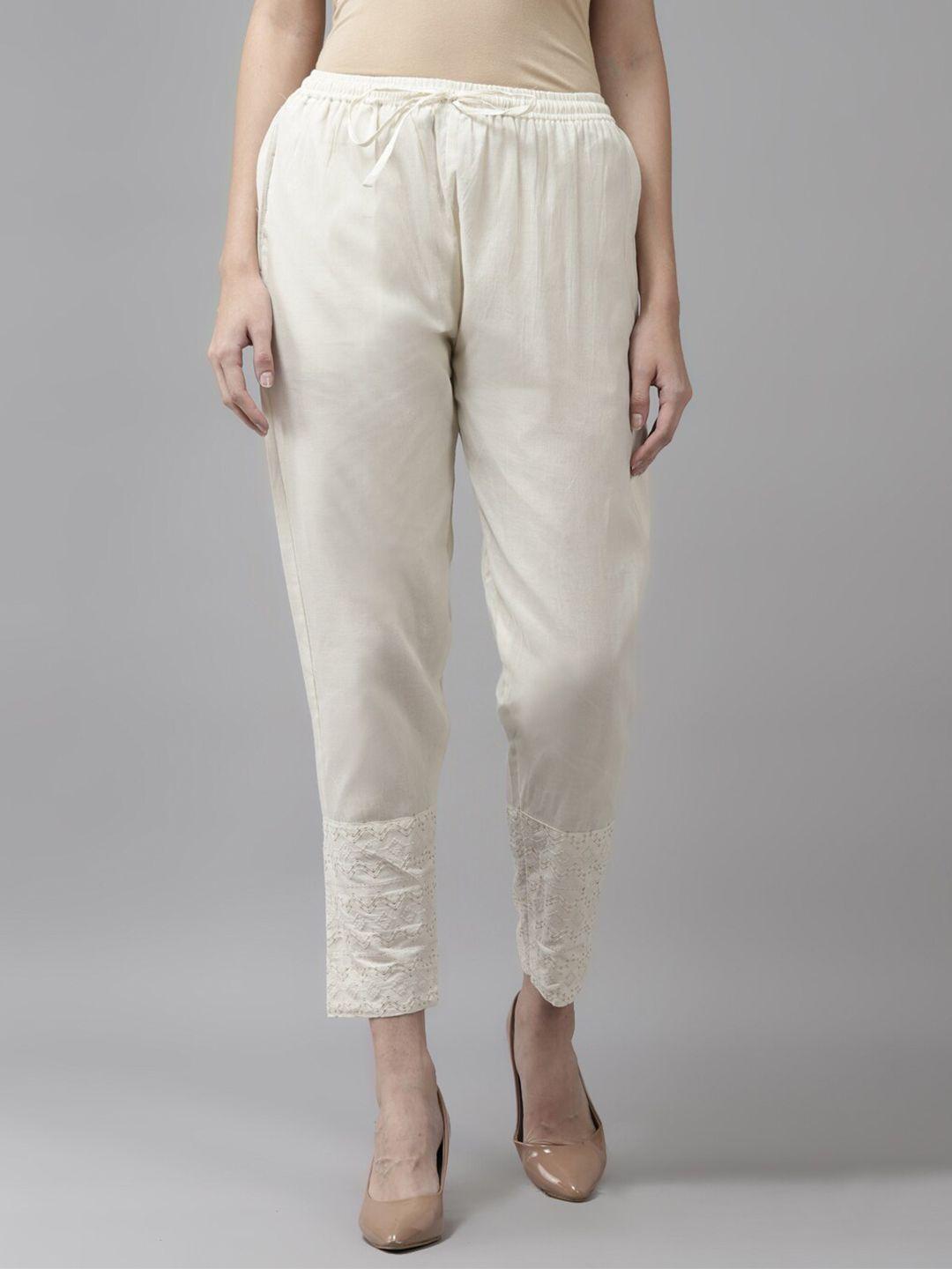 baesd women embroidered cotton trousers
