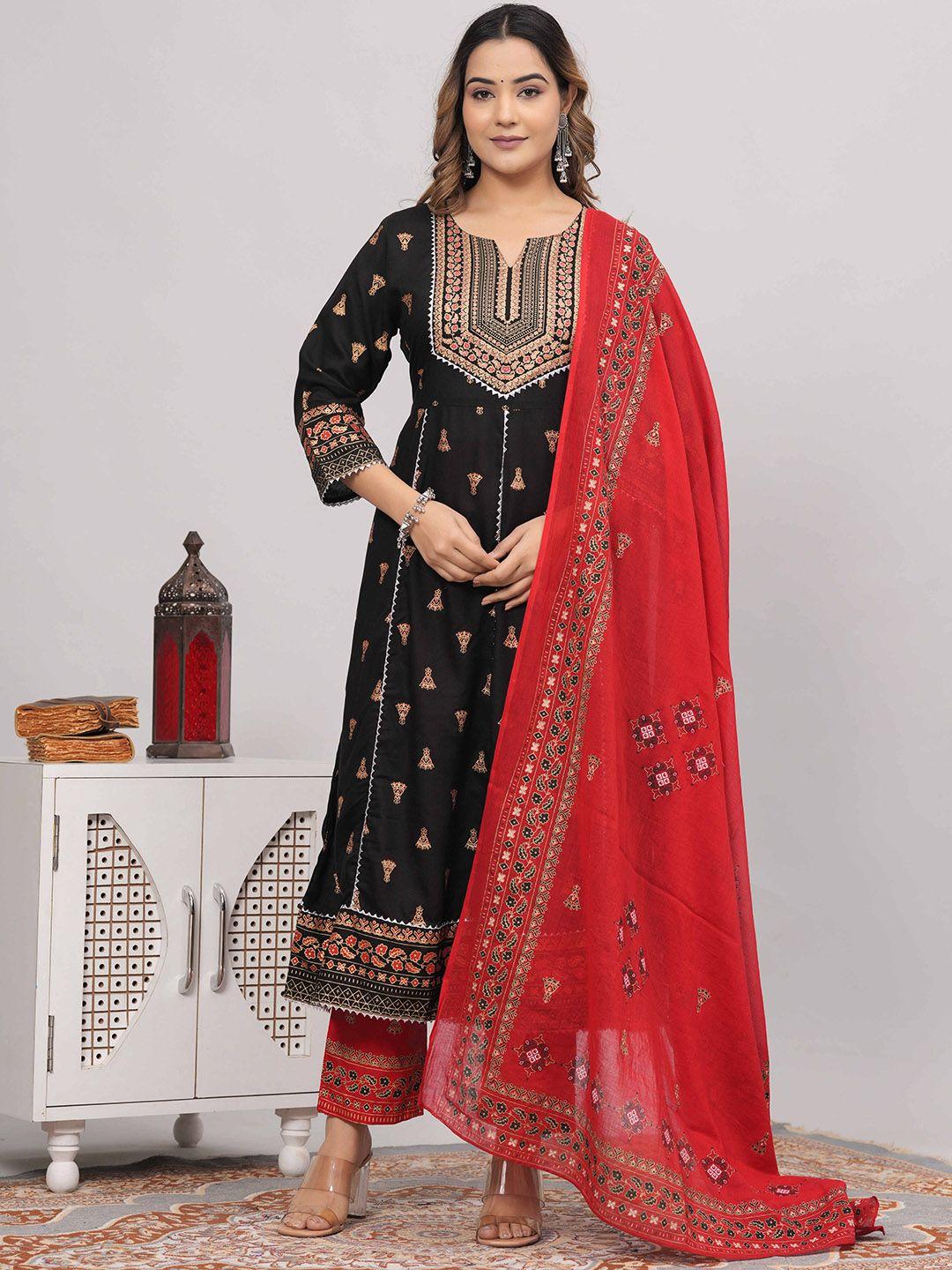 baesd women ethnic motifs embroidered empire gotta patti kurta with trousers & with dupatta