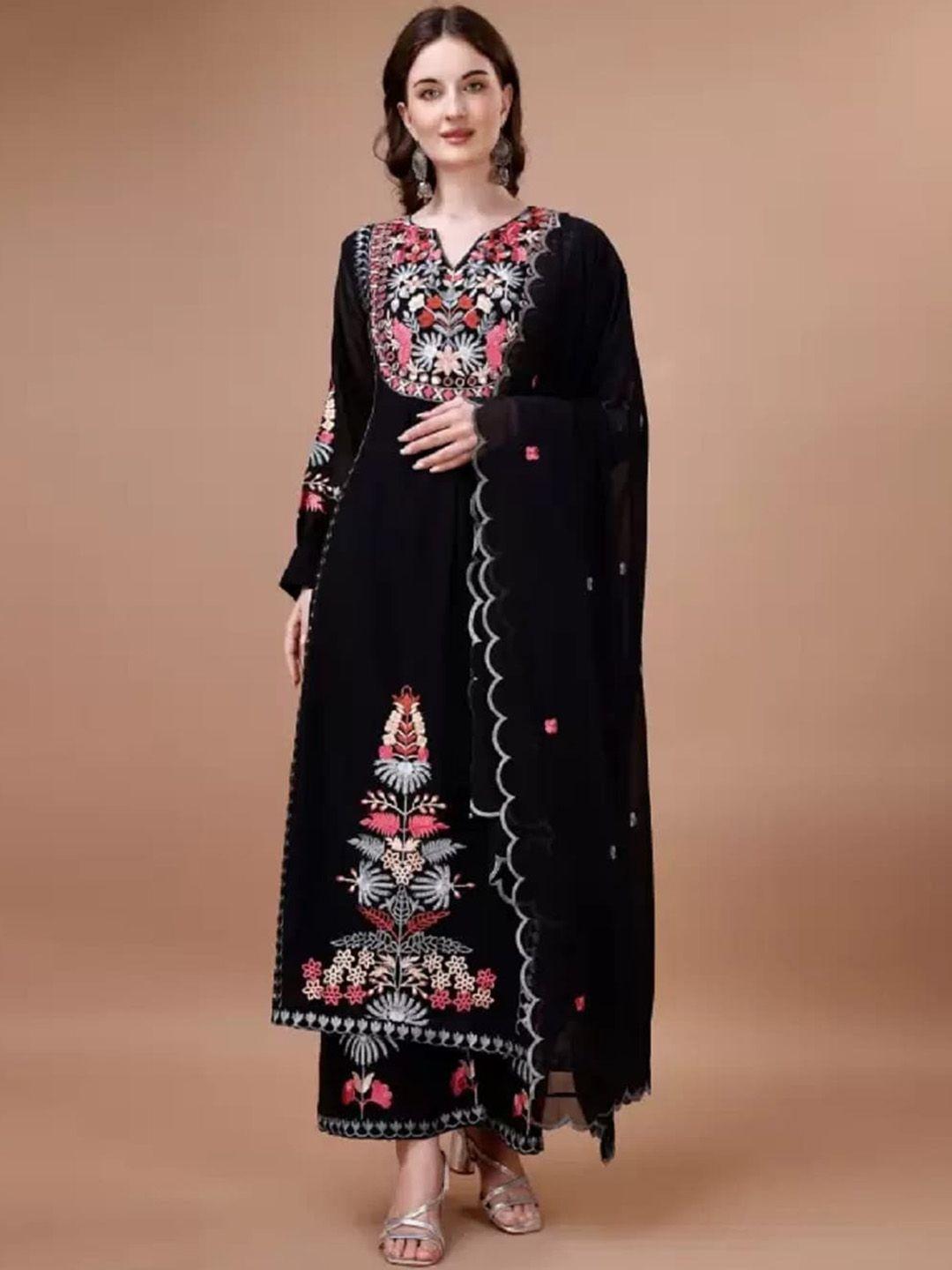 baesd women ethnic motifs embroidered regular kurta with trousers & with dupatta