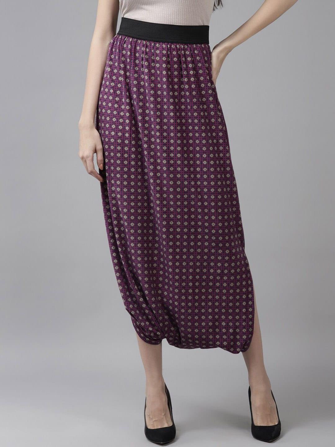 baesd women geometric printed cotton harem pants