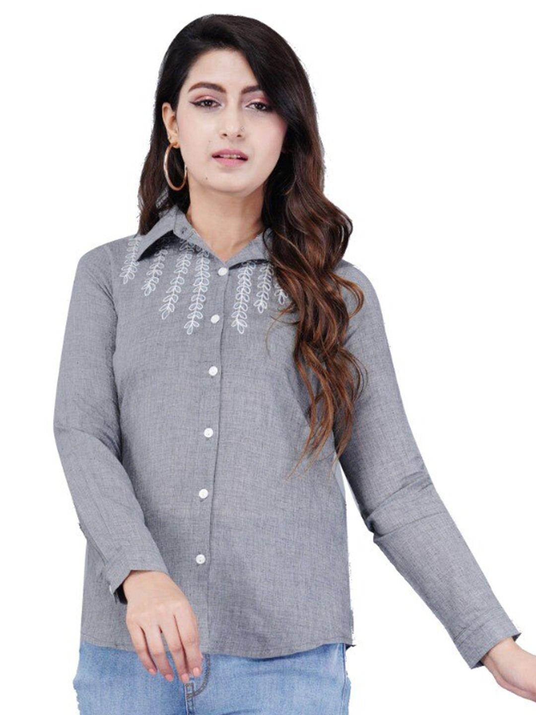 baesd women grey formal shirt