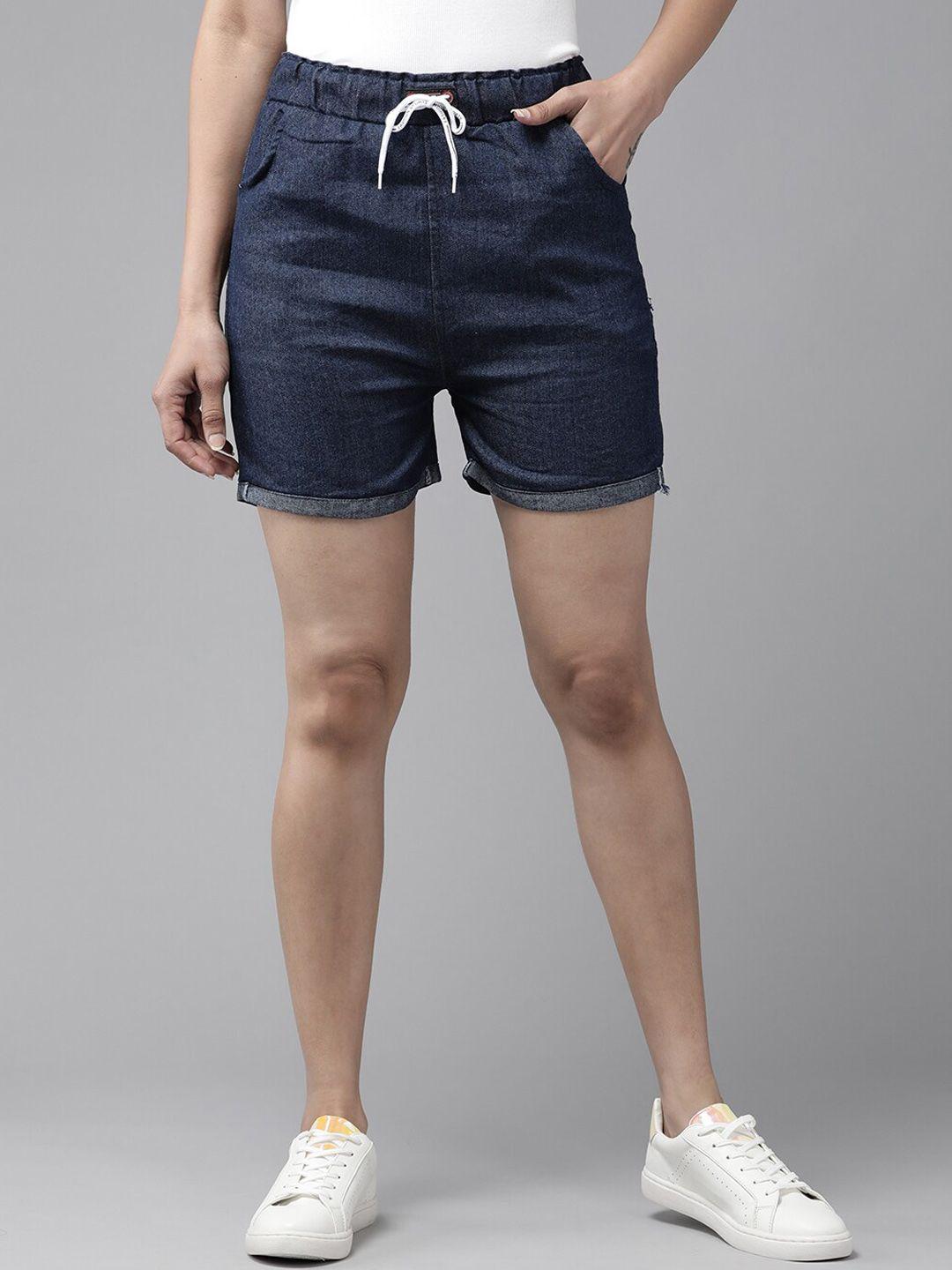 baesd women high-rise cotton denim shorts