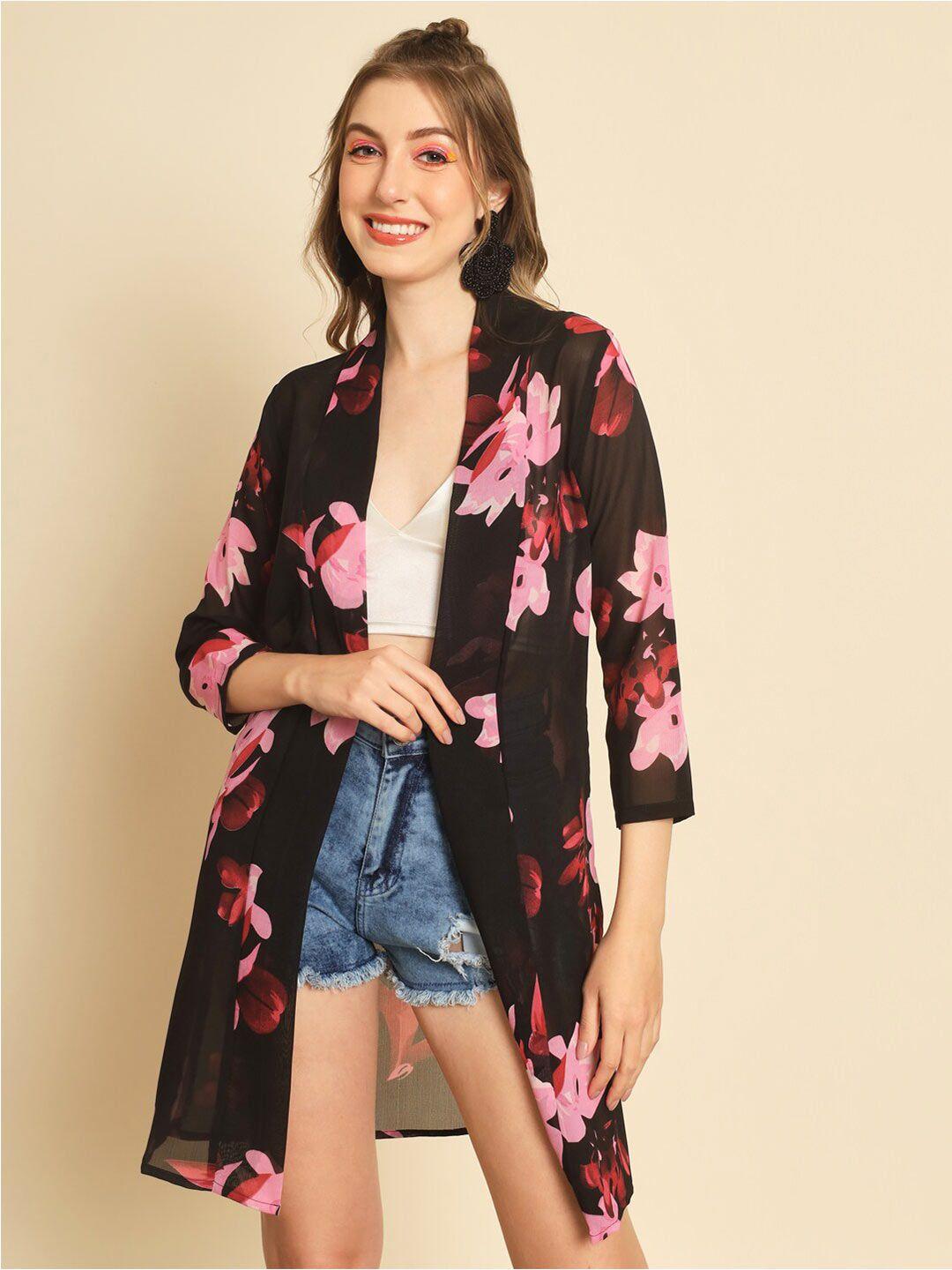 baesd women maroon & rose printed shrug