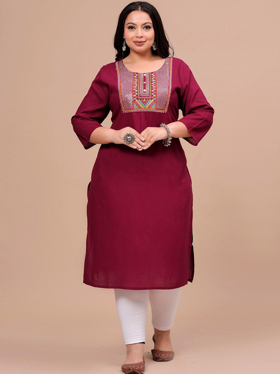 baesd women maroon sequinned kurta