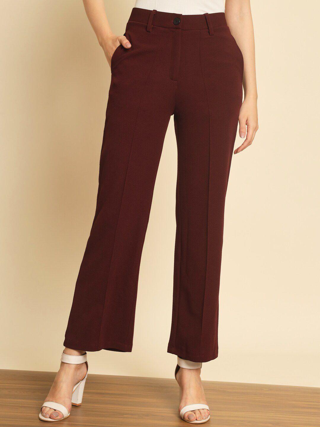 baesd women maroon smart trousers