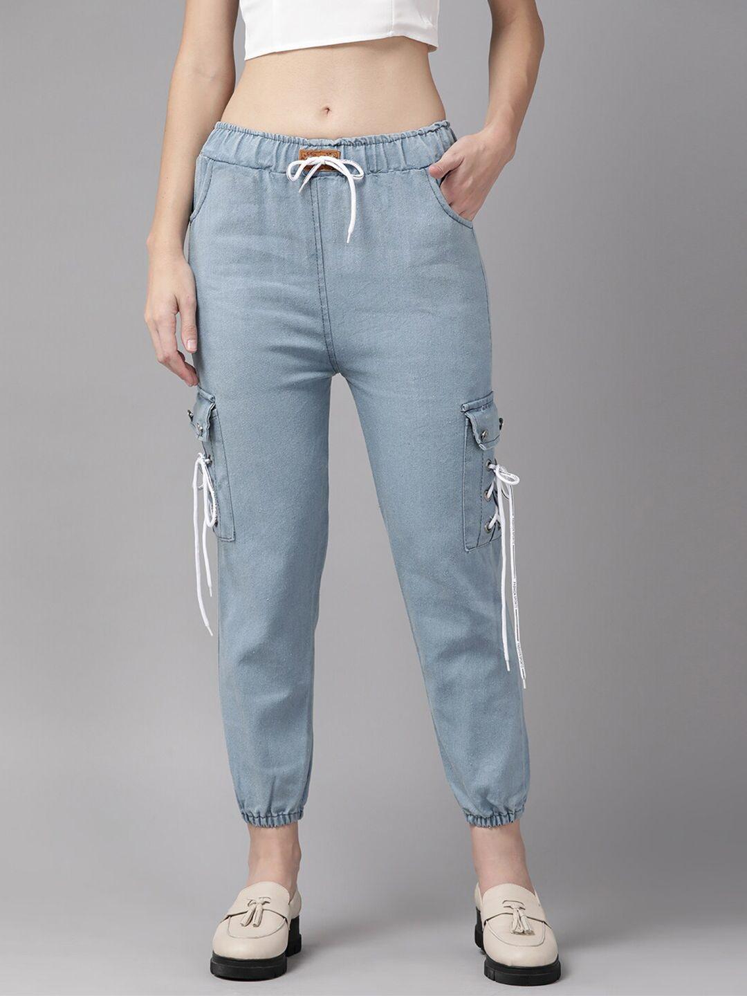 baesd women mid rise denim jogger