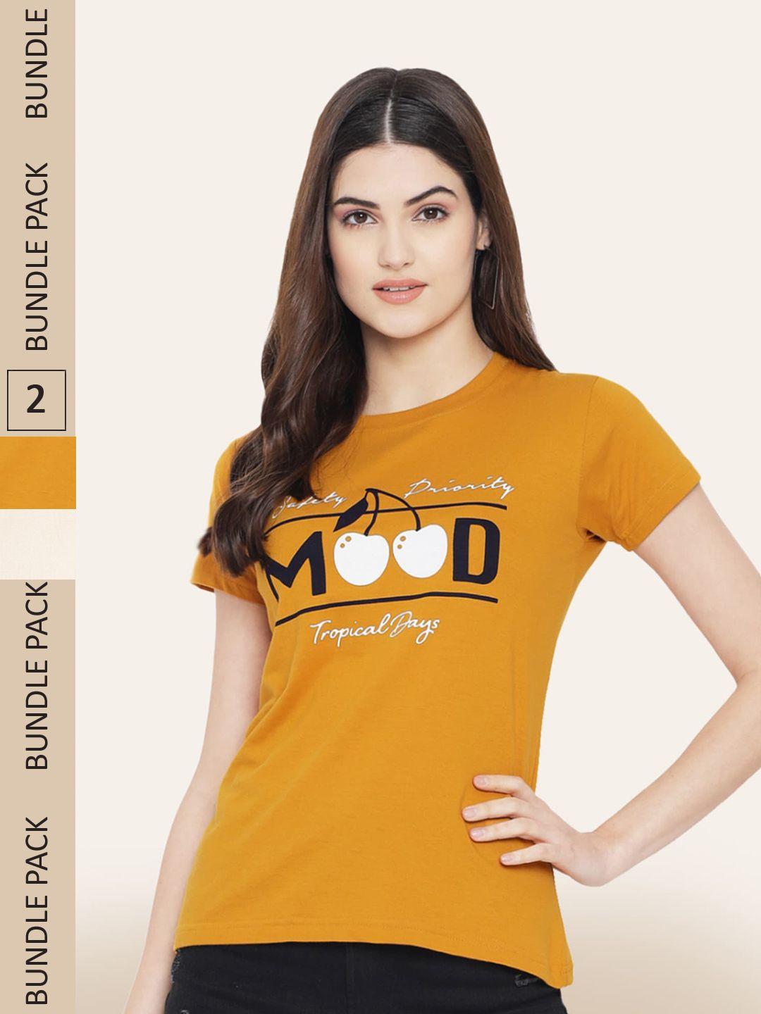 baesd women multicoloured 2 printed t-shirt