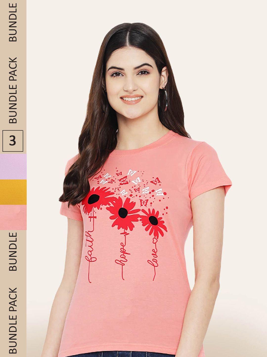 baesd women multicoloured 3 printed t-shirt