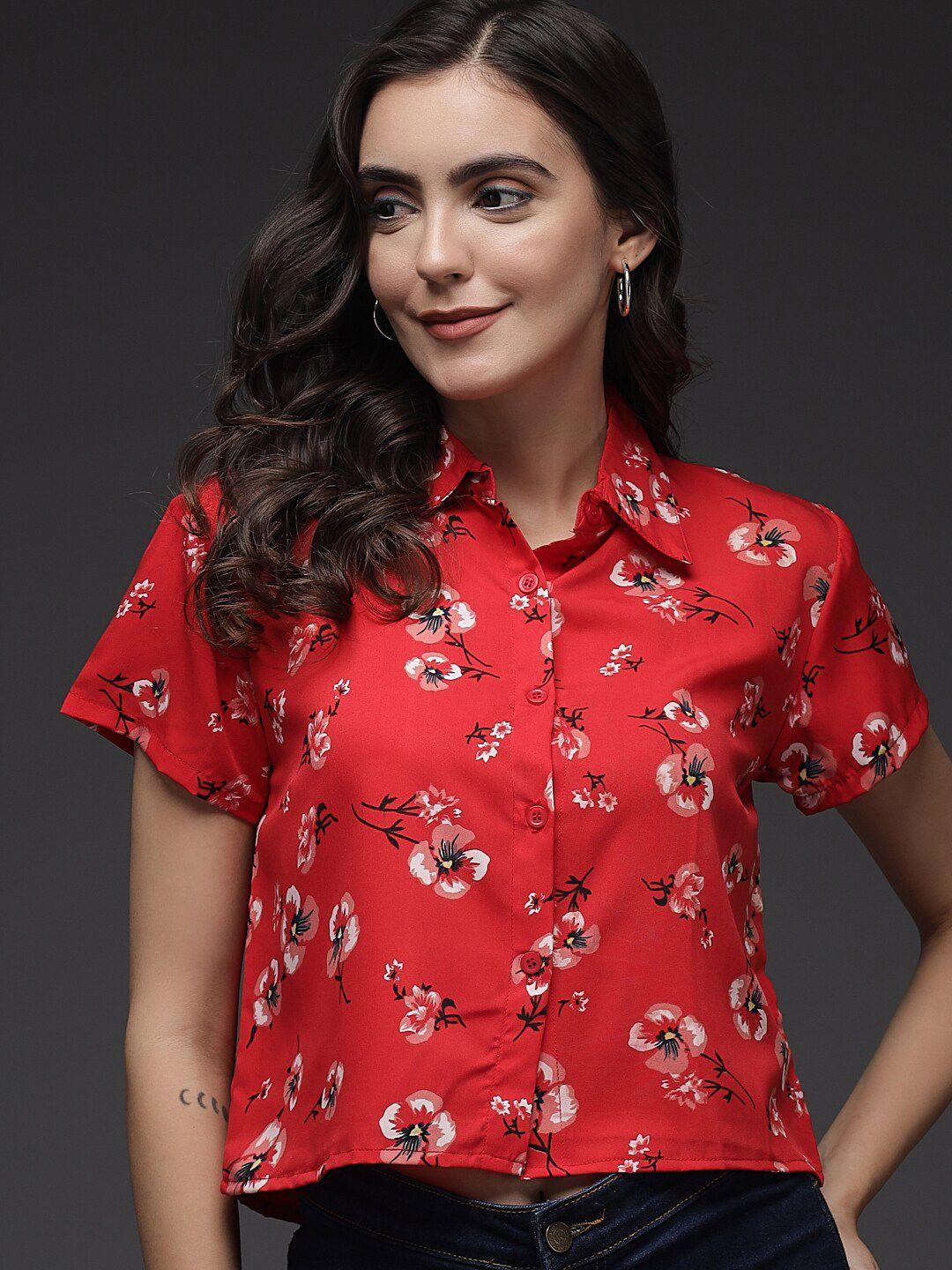 baesd women multicoloured comfort floral opaque printed casual shirt