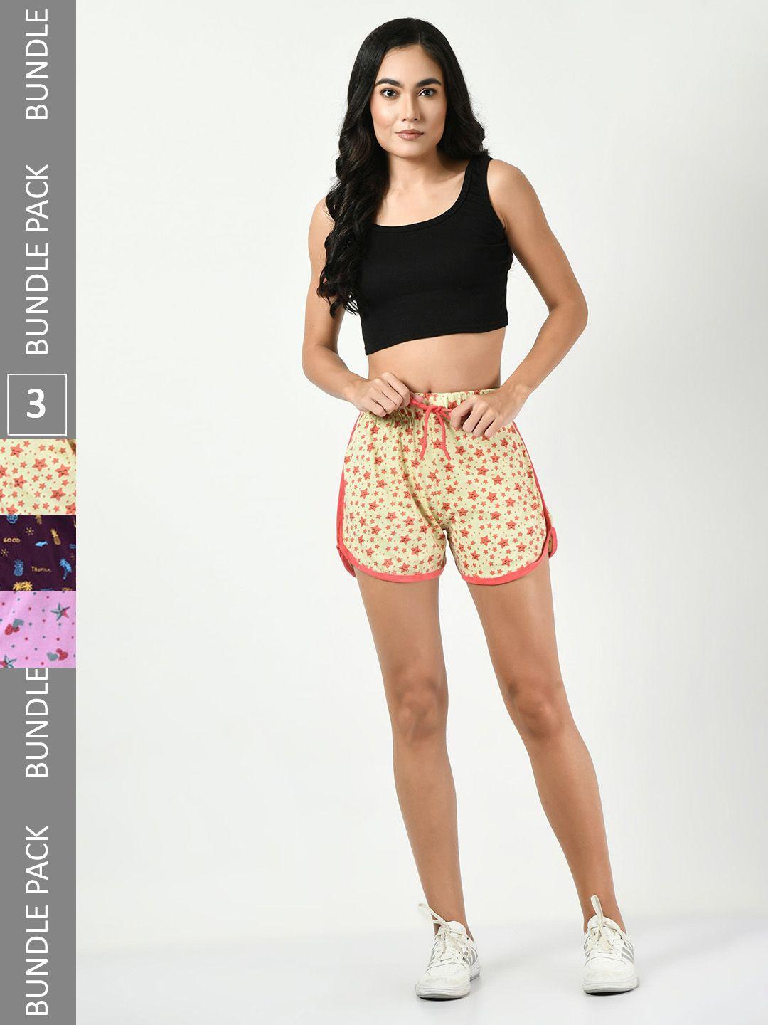 baesd women multicoloured floral printed high-rise shorts