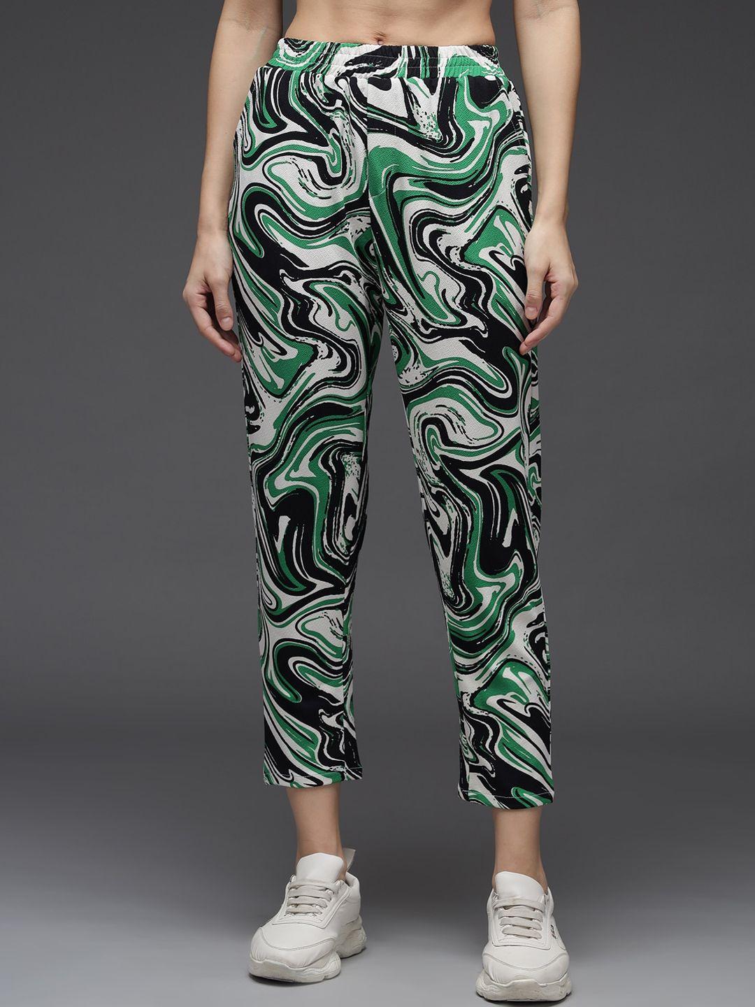 baesd women multicoloured printed smart trousers
