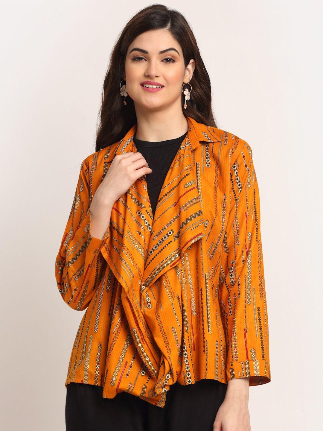 baesd women mustard printed shrug