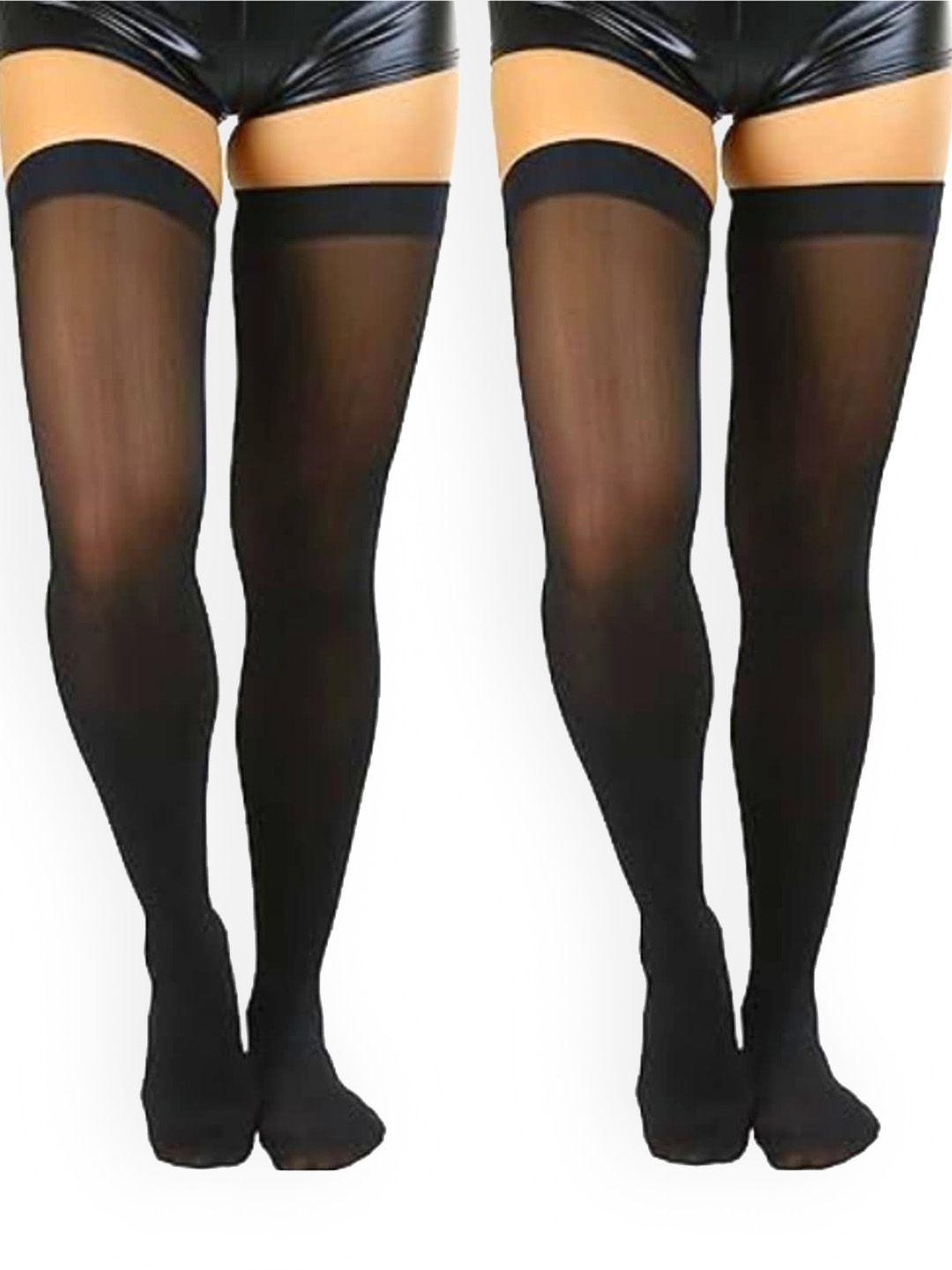 baesd women pack of 2 thigh-high sheered stockings