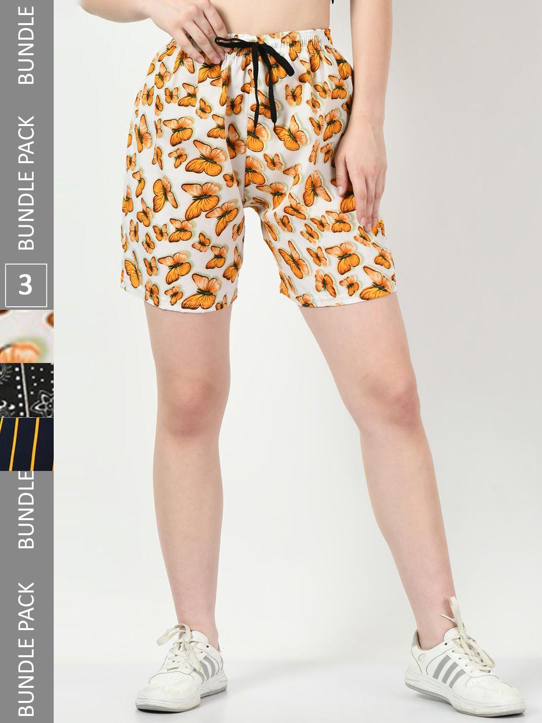 baesd women pack of 3 printed high-rise regular shorts