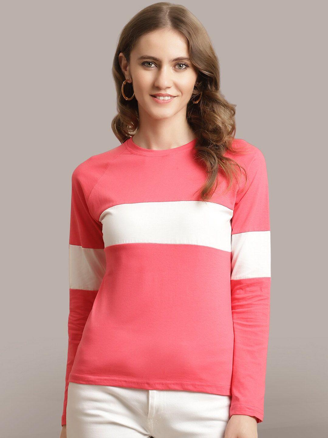 baesd women pink colourblocked t-shirt