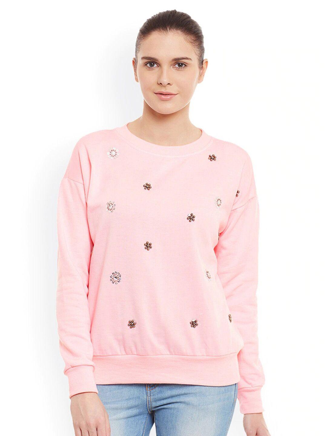 baesd women pink printed sweatshirt