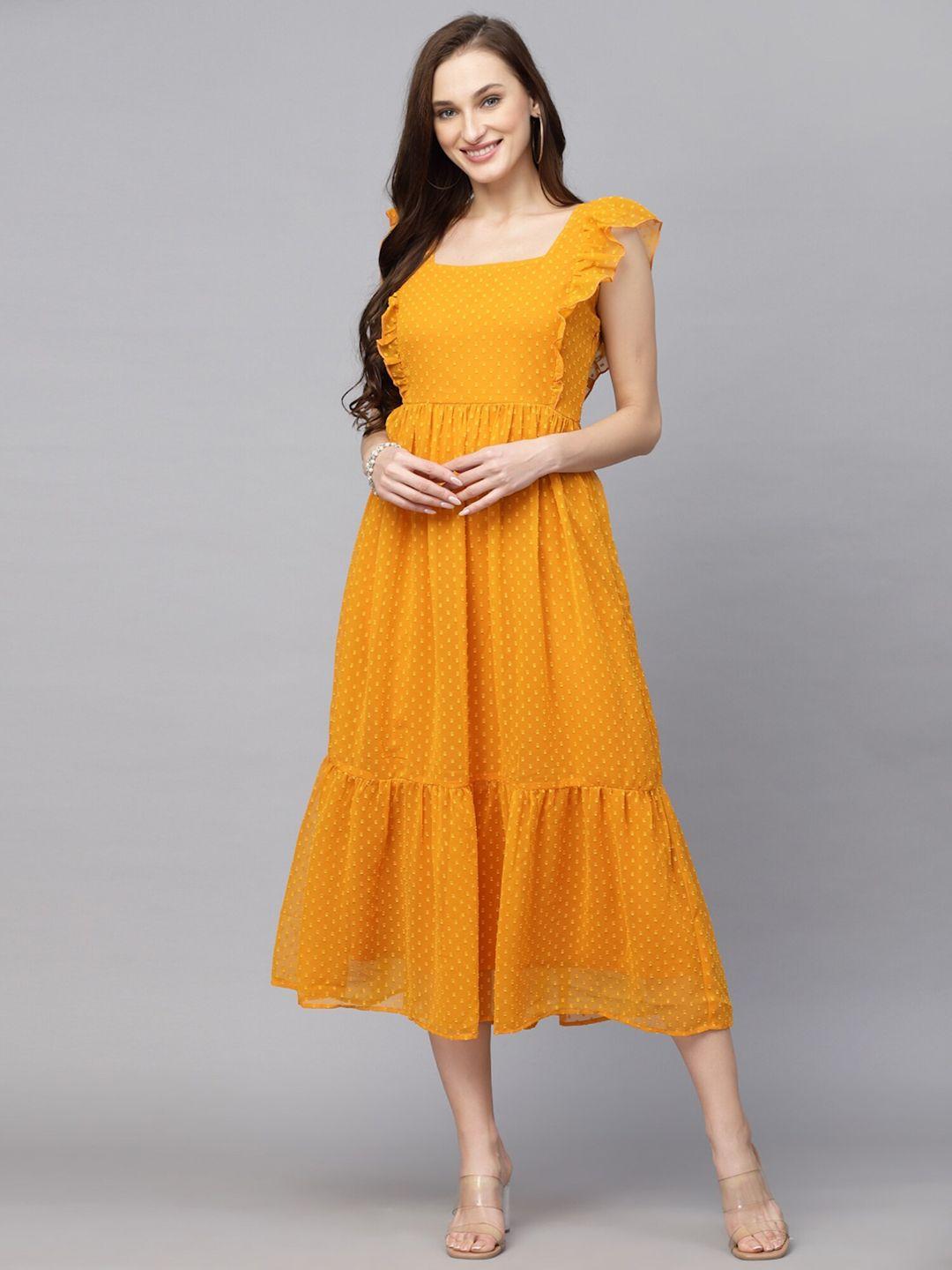 baesd yellow a-line midi dress