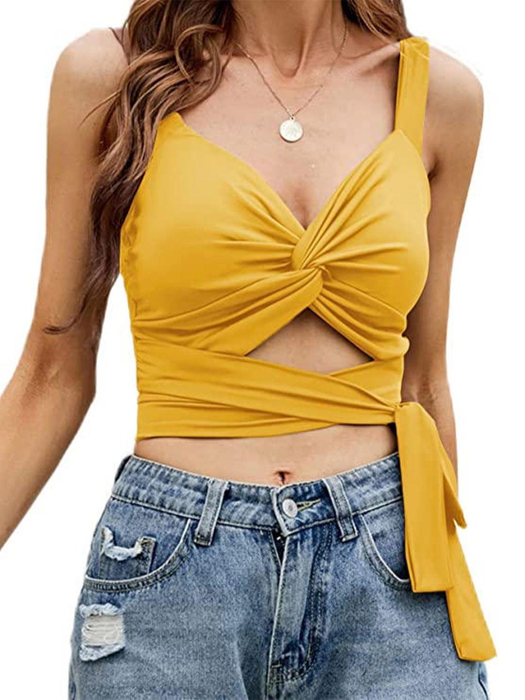 baesd yellow bralette crop top