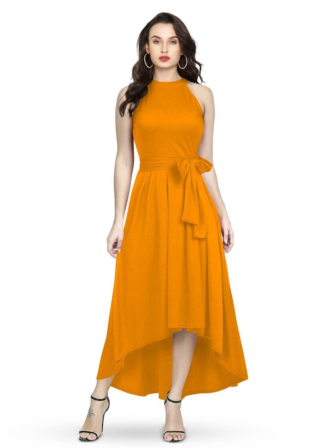 baesd yellow fit & flare dress