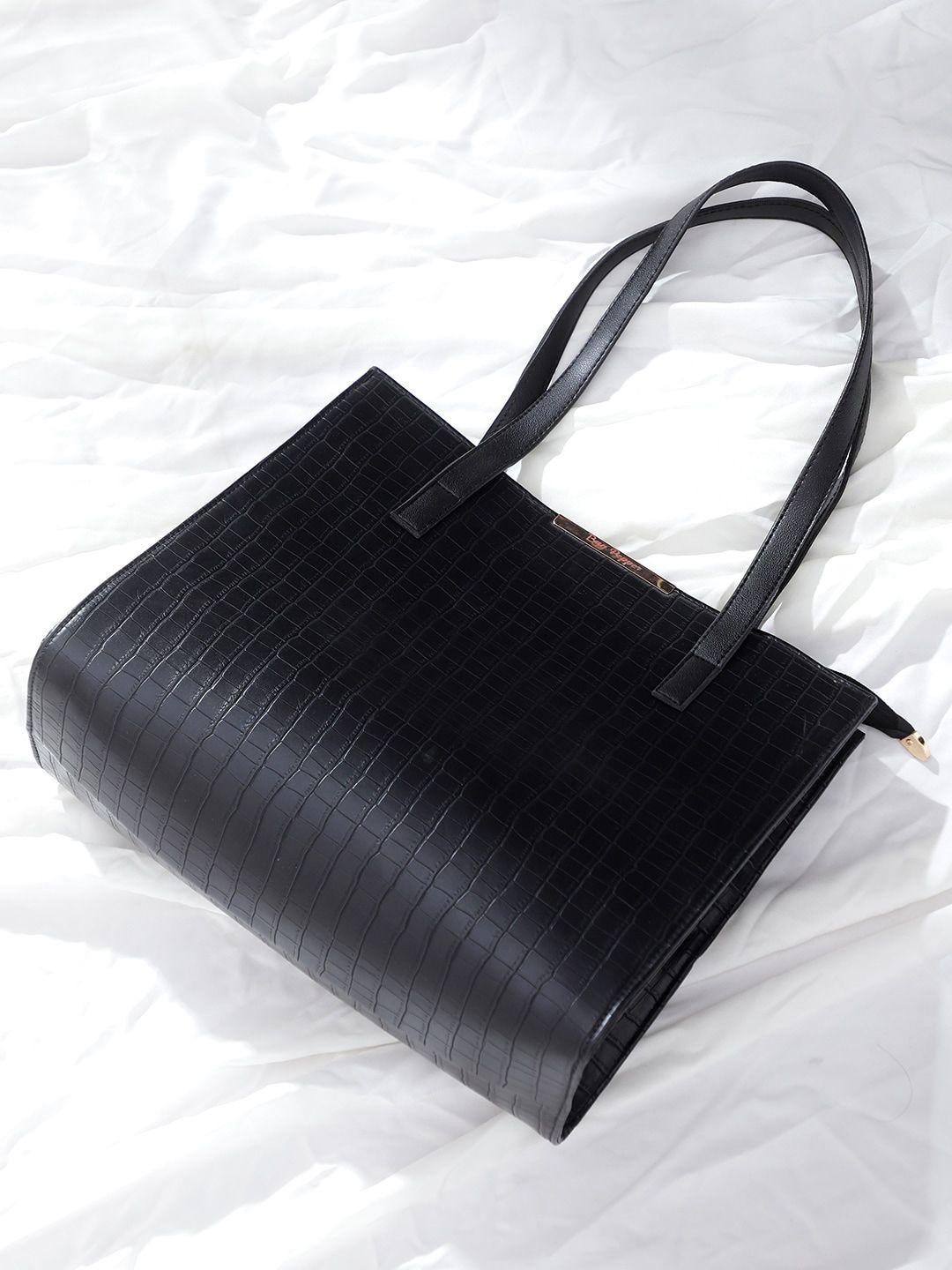 bag pepper black textured pu structured shoulder bag