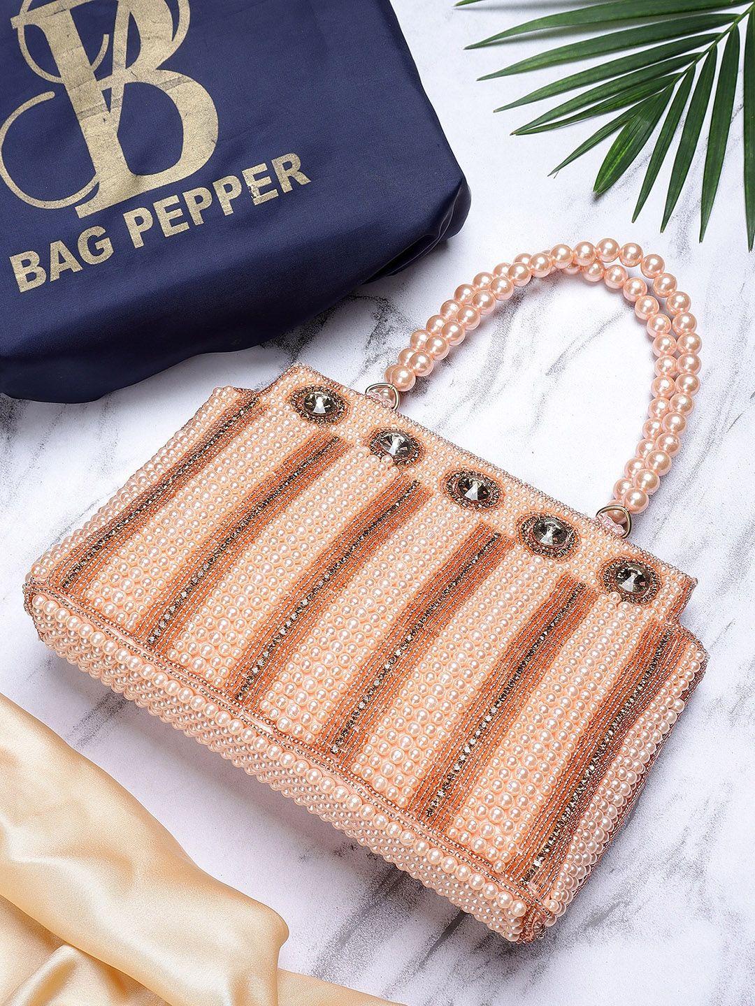 bag pepper embellished pu structured handheld bag