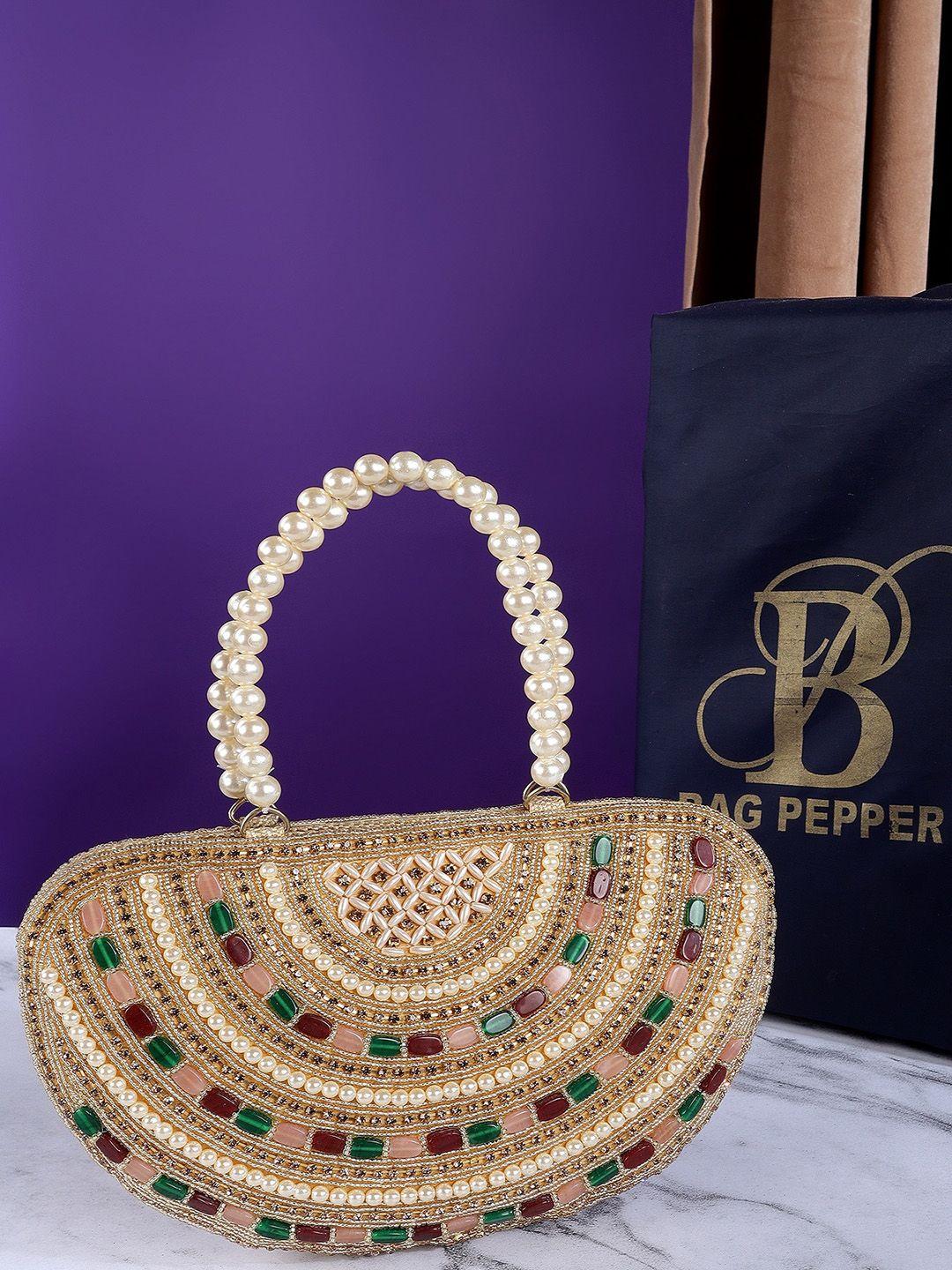 bag pepper gold-toned embellished pu structured handheld bag