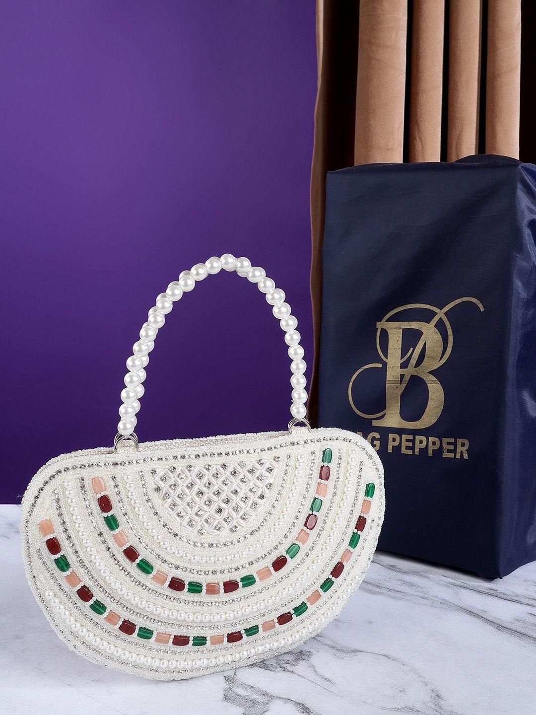 bag pepper pearls embellished structured handheld bag