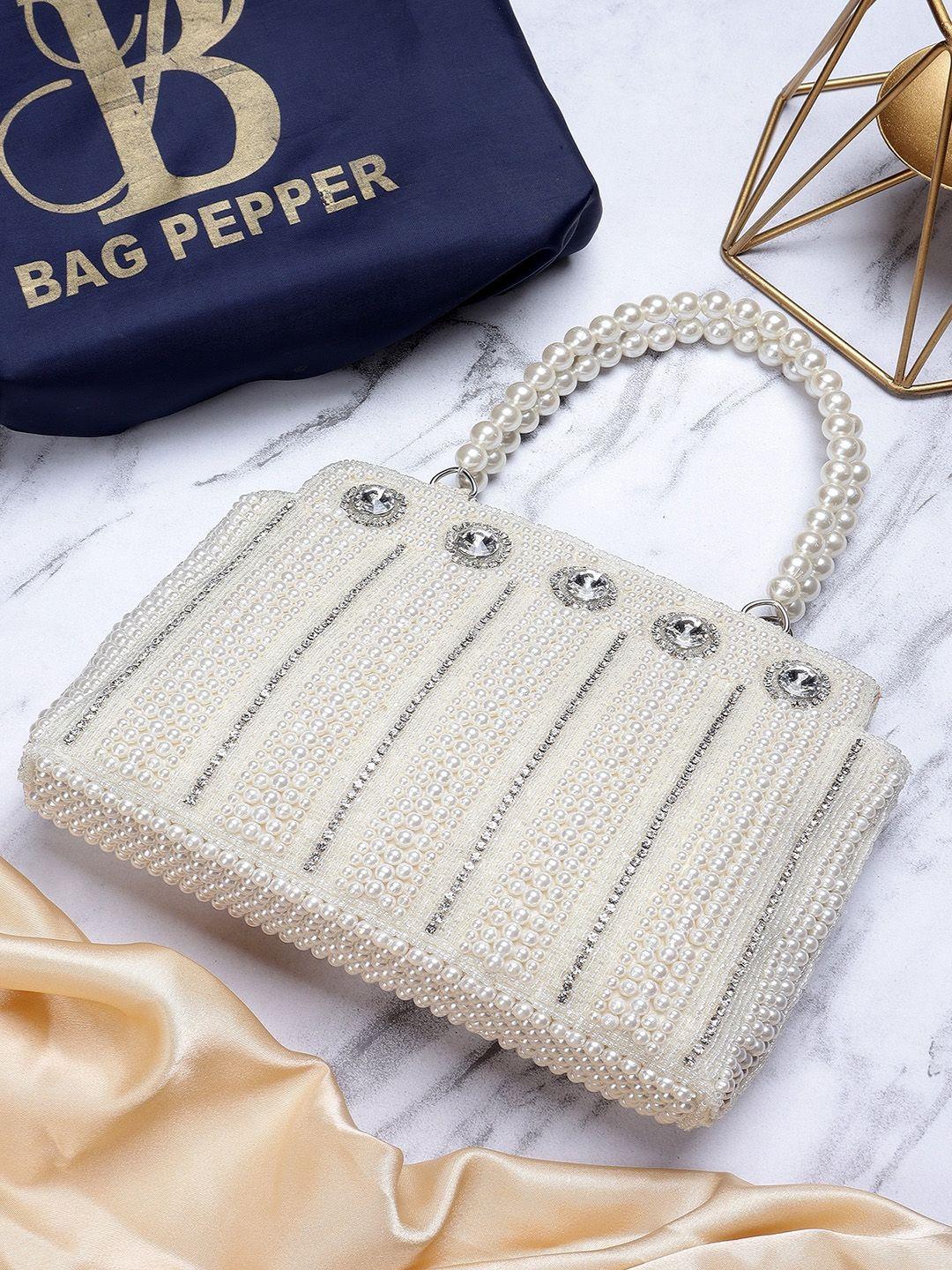 bag pepper pearls embellished structured handheld bag