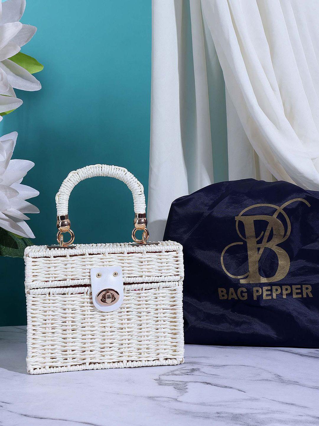 bag pepper white shopper tote bag with applique
