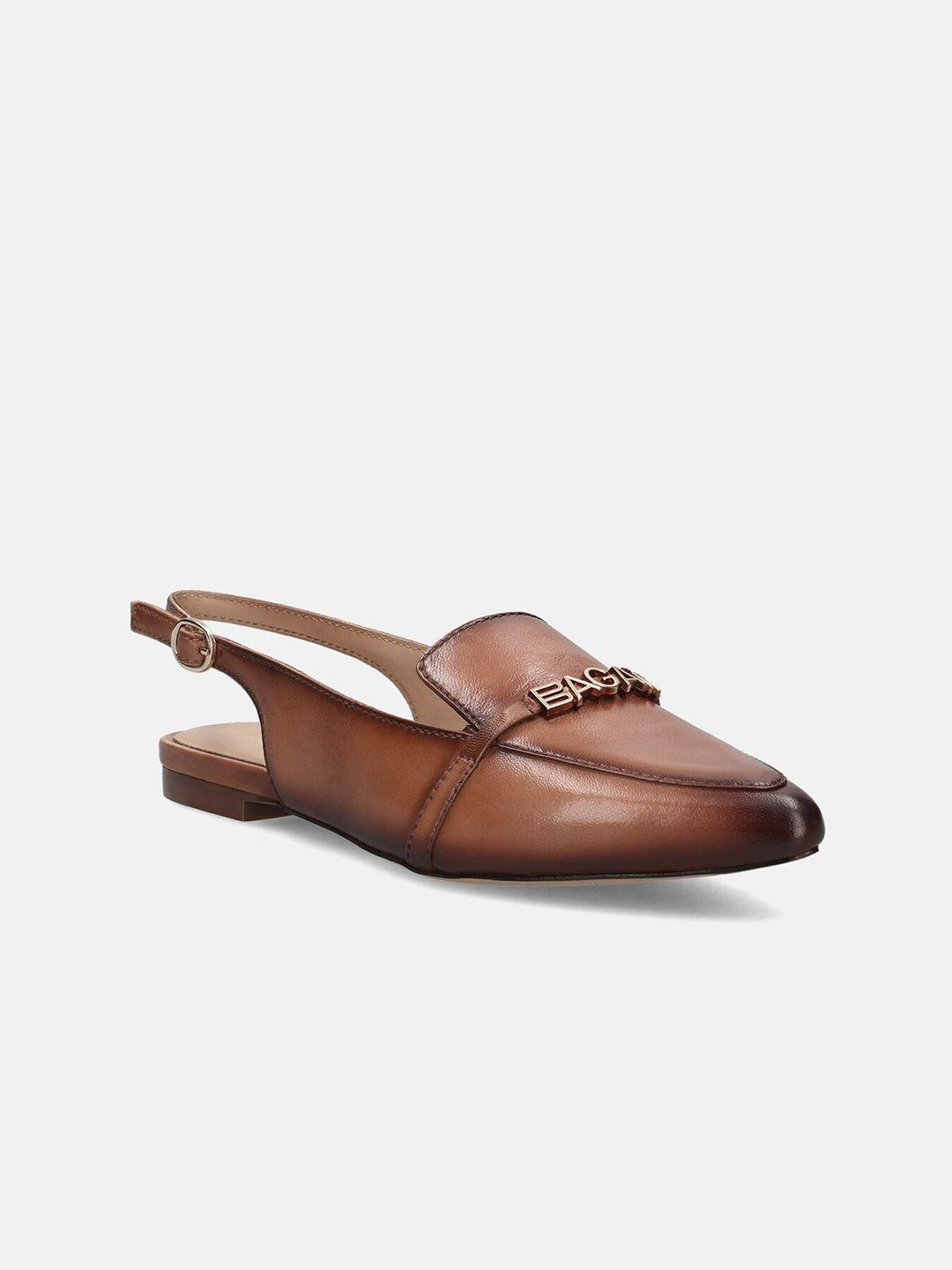 bagatt textured buckled pointed toe mules