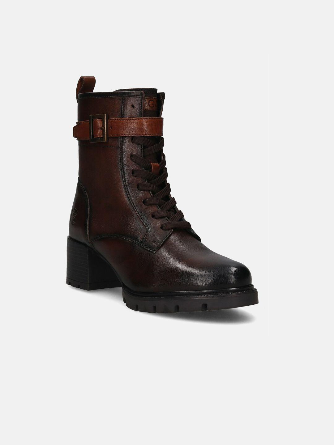 bagatt women yamila textured block-heeled leather mid-top regular boots