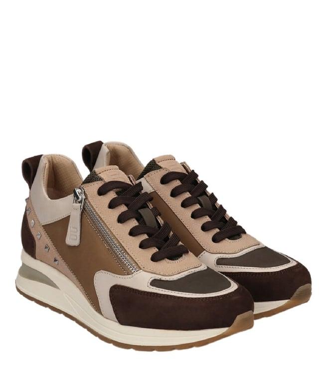 bagatt women's venice dark brown & multicolour mid top sneakers